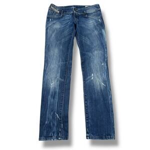 Diesel Matic Jeans Women’s 29 X 32 Blue Denim 5-Pockets Distressed Straight Leg